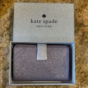 kate spade glitter zip wallet in lilac sparkle